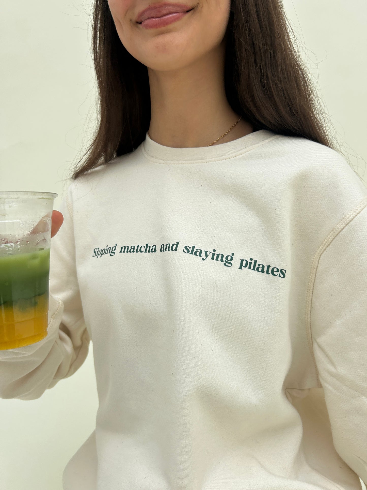 Sipping matcha and slaying pilates